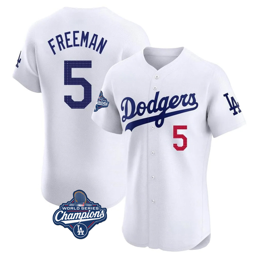 LA.Dodgers #5 Freddie Freeman Player White World Series Meet Limited Elite Home Ddoa Stitched Jerseys