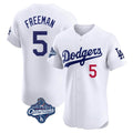LA.Dodgers #5 Freddie Freeman Player White World Series Meet Limited Elite Home Ddoa Stitched Jerseys