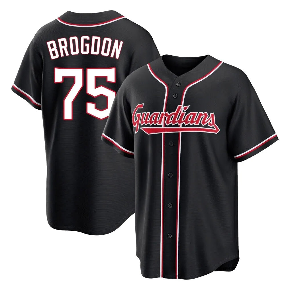C.Guardians #75 Connor Brogdon Player Black Fashion Out Home Game Ddoa Stitched Jerseys