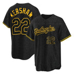 LA.Dodgers #22 Clayton Kershaw Player Black Snake Skin City Game Home Ddoa Stitched Jerseys