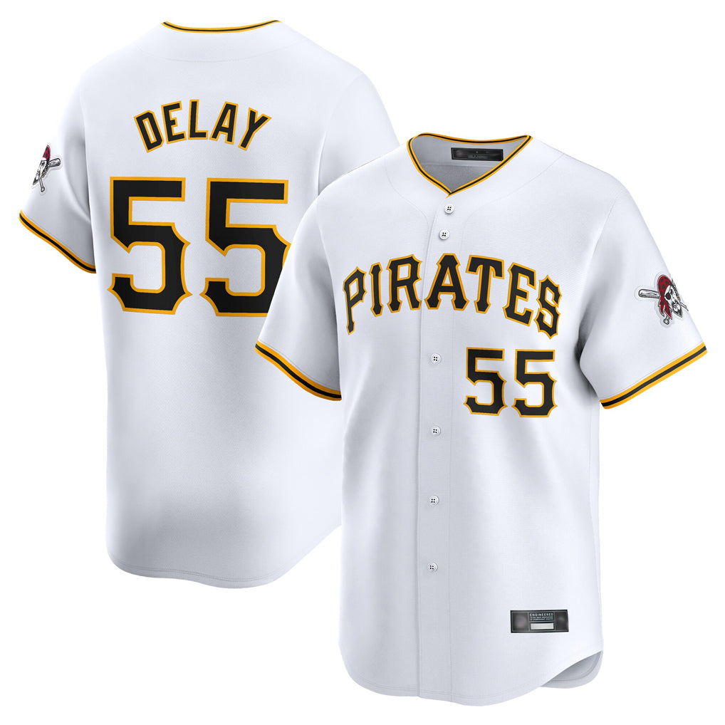 P.Pirates #55 Jason Delay Player White Home Limited Ddoa Stitched Jerseys
