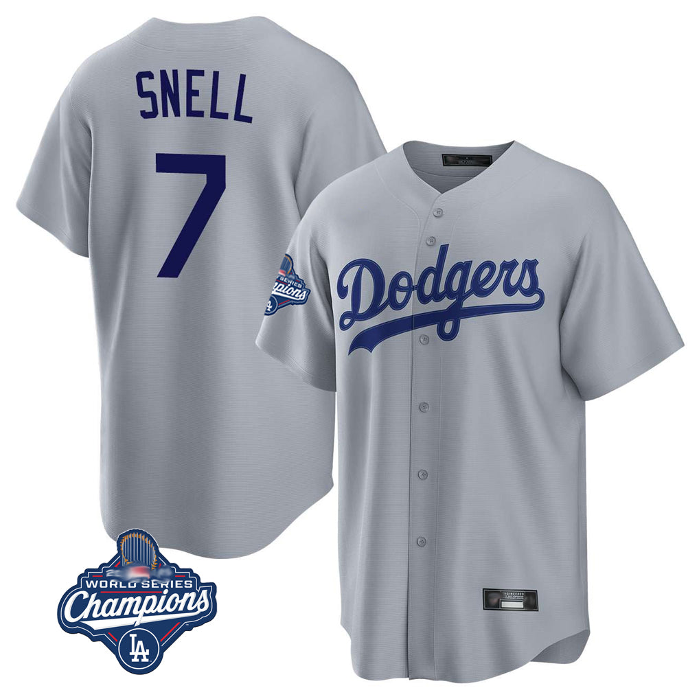 LA.Dodgers #7 Blake Snell Player Gray Game World Series Meet Ddoa Stitched Jerseys