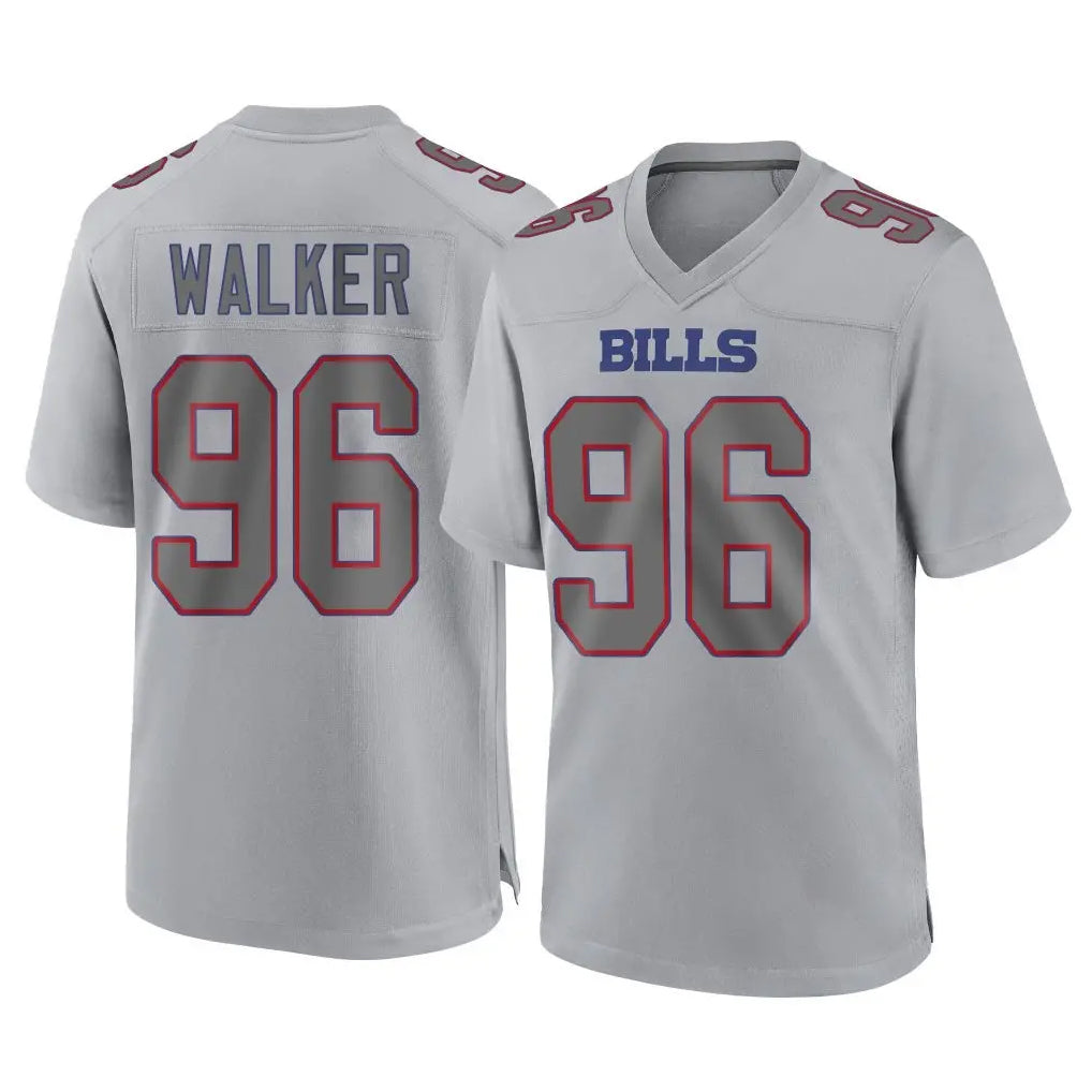 B.Bills #96 Deone Walker Player Gray Home Game Ddoa Stitched Jerseys