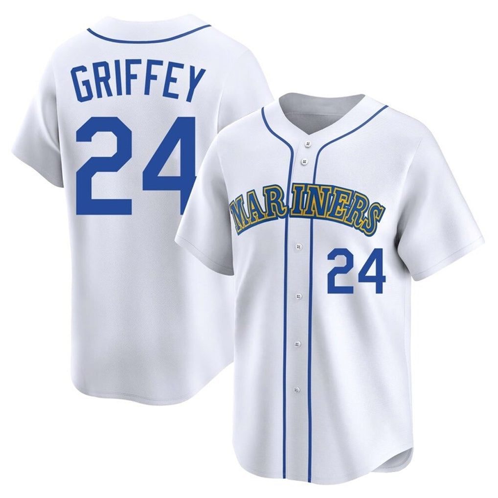S.Mariners #24 Ken Griffey Jr Player White Pitch Fashion Game Ddoa Stitched Jerseys
