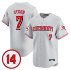 C.Reds #7 Spencer Steer Player Gray Vapor Premier Limited Home Ddoa Stitched Jerseys