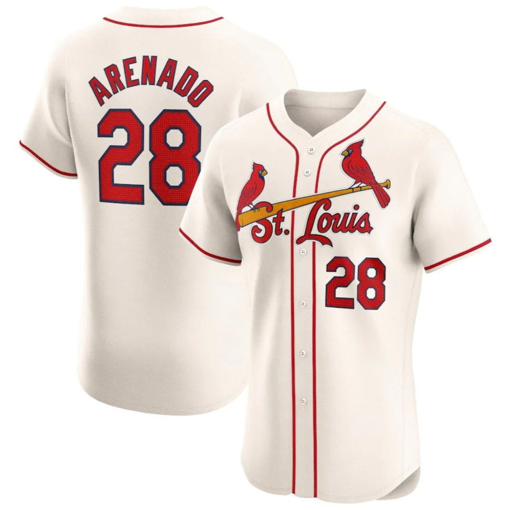St. Louis Cardinals #28 Nolan Arenado Player Cream Home Limited Elite Ddoa Stitched Jerseys