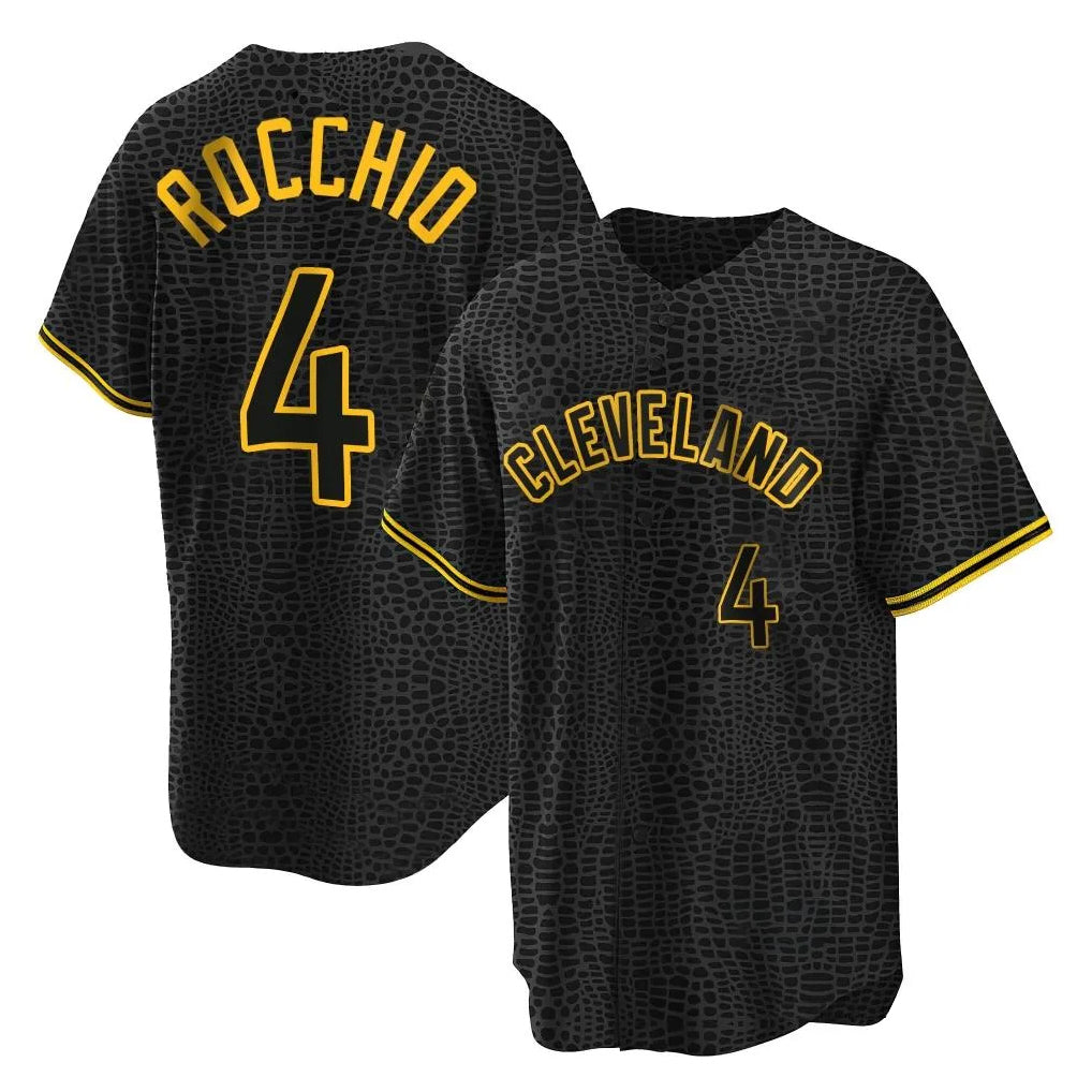 C.Guardians #4 Brayan Rocchio Player Black Snake Skin City Home Game Ddoa Stitched Jerseys
