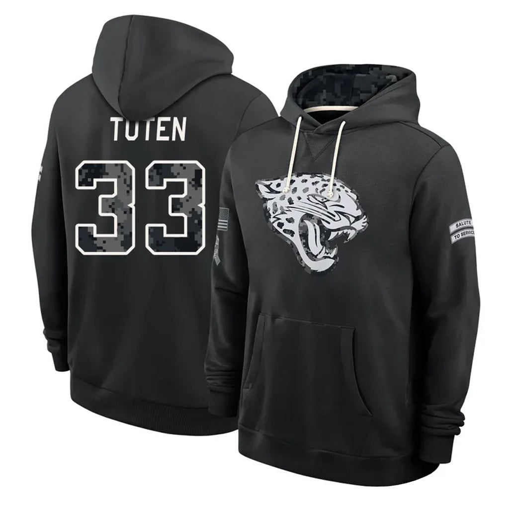 J.Jaguars #33 Bhayshul Tuten Player 2026 Black Logo Pullover Hoodies Limited Game Ddoa Stitched Jerseys