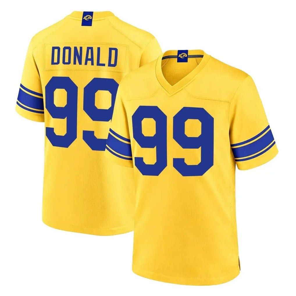 LA.Rams #99 Aaron Donald Player Gold Classic Sol Home Game Ddoa Stitched Jerseys