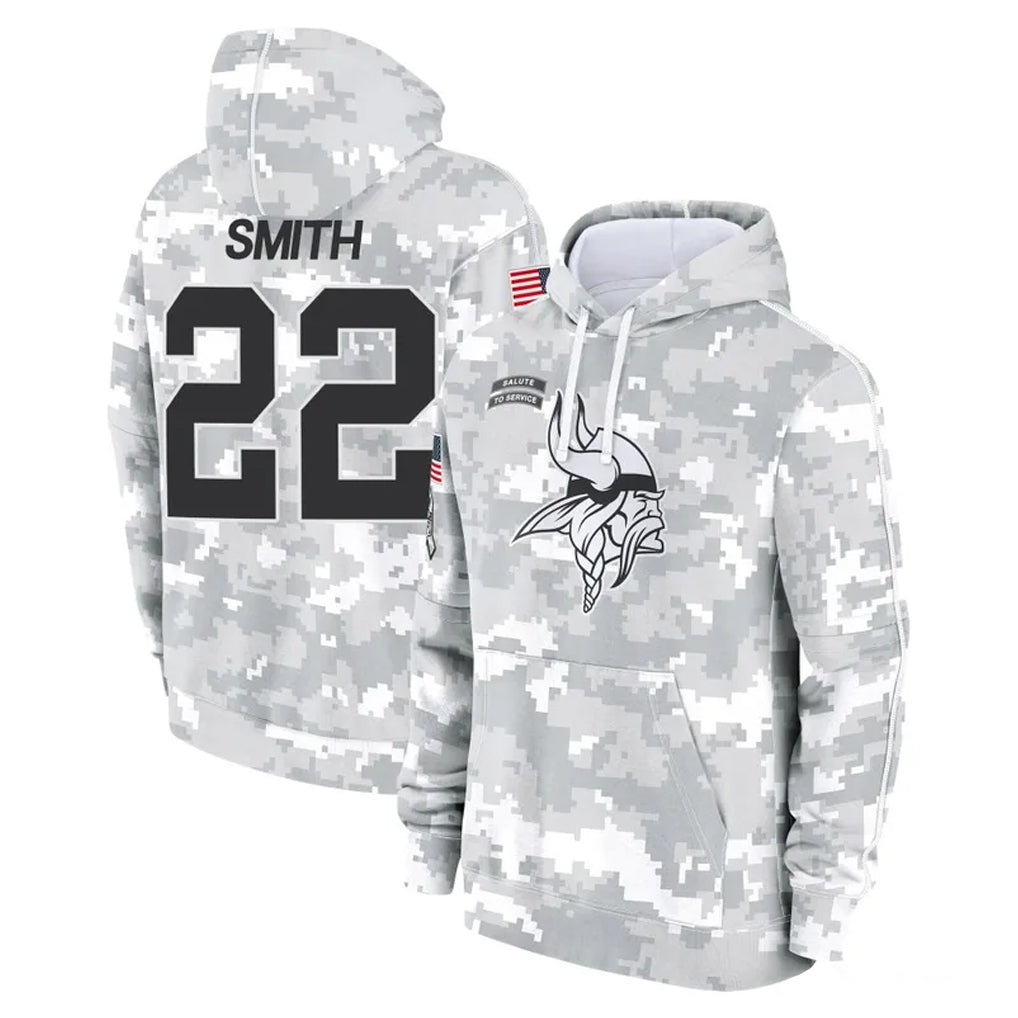 MN.Vikings #22 Harrison Smith Player Arctic Camo Salute to Service Pullover Hoodies Limited Game Ddoa Stitched Jerseys