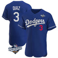 LA.Dodgers #3 Edwin D¨ªaz Player Royal World Series Limited Elite Home Ddoa Stitched Jerseys