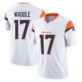 D.Broncos #17 Jaylen Waddle Player White Limited Vapor F.U.S.E. Home Game Ddoa Stitched Jerseys