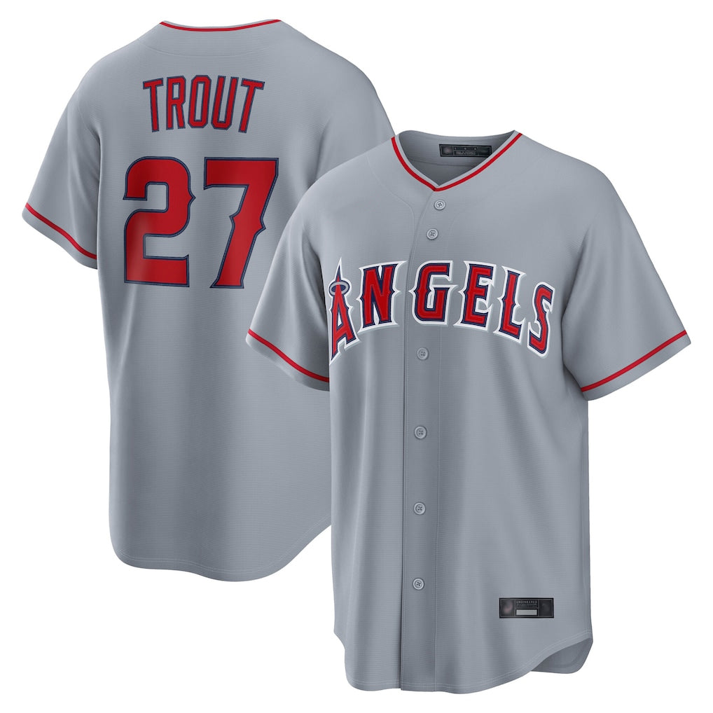 LA.Angels #27 Mike Trout Player Gray Home Game Ddoa Stitched Jerseys