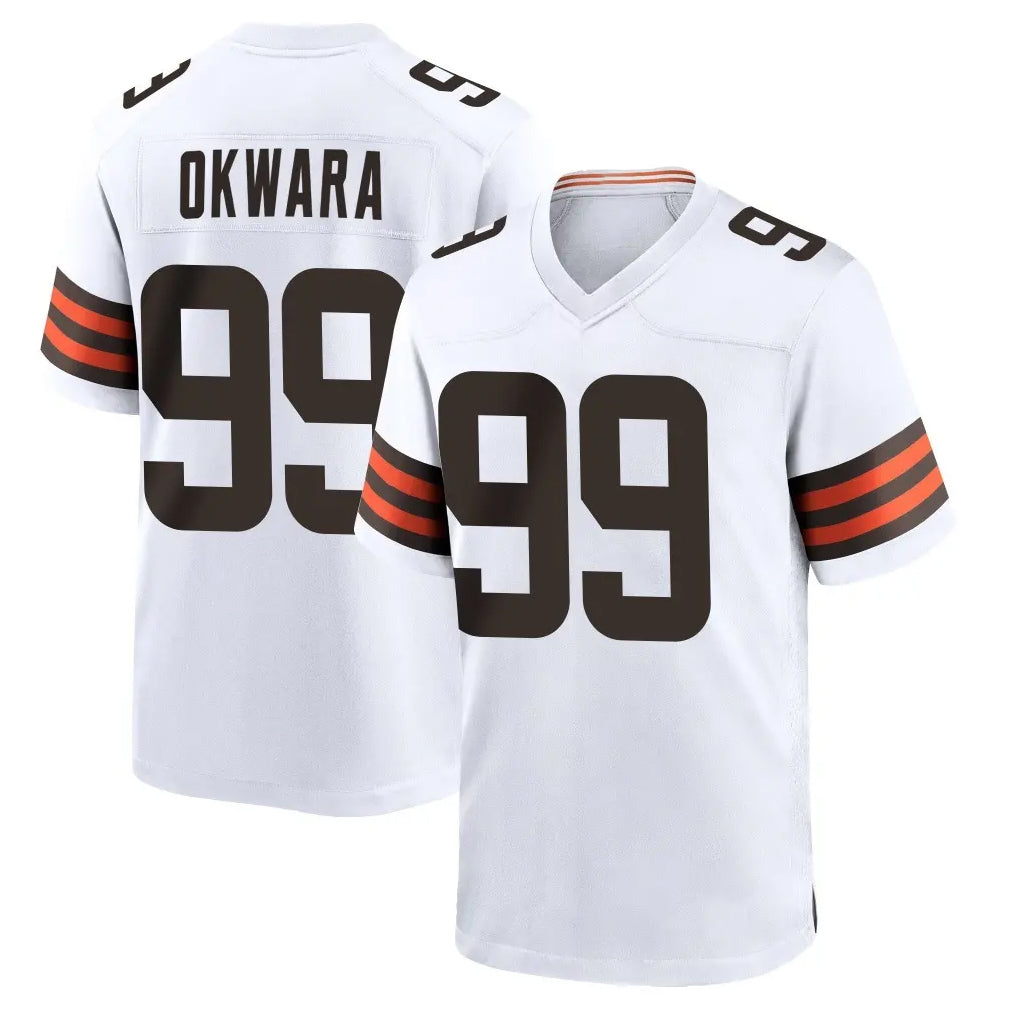 C.Browns #99 Julian Okwara Player White Home Game Ddoa Stitched Jerseys