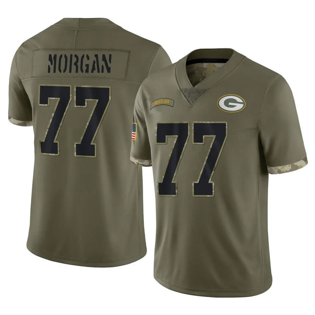 GB.Packers #77 Jordan Morgan Player Olive Salute To Service Limited Ddoa Stitched Jerseys
