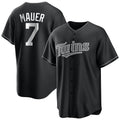 M.Twins #7 Joe Mauer Player Black Home Game Ddoa Stitched Jerseys