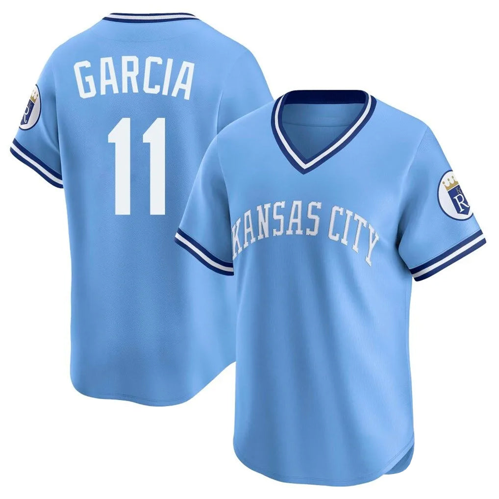 KC.Royals #11 Maikel Garcia Player Light Blue Limited Throwback Cooperstown Collection T-shirt Ddoa Stitched Jerseys