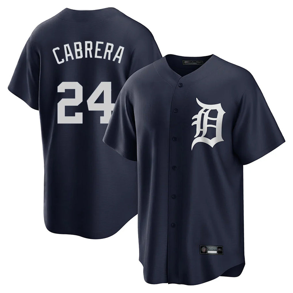 D.Tigers #24 Miguel Cabrera Player Navy Game Home Ddoa Stitched Jerseys