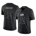 LA.Rams #12 Puka Nacua Player Black Limited Reflective Home Game Ddoa Stitched Jerseys