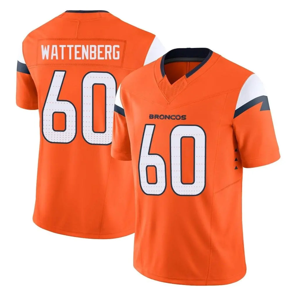 D.Broncos #60 Luke Wattenberg Player Orange Vapor F.U.S.E. Limited Home Game Ddoa Stitched Jerseys