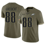 P.Eagles #88 Dallas Goedert Player Olive Salute To Service Limited Ddoa Stitched Jerseys