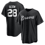 A.Braves #28 Matt Olson Player Black Home Game Ddoa Stitched Jerseys