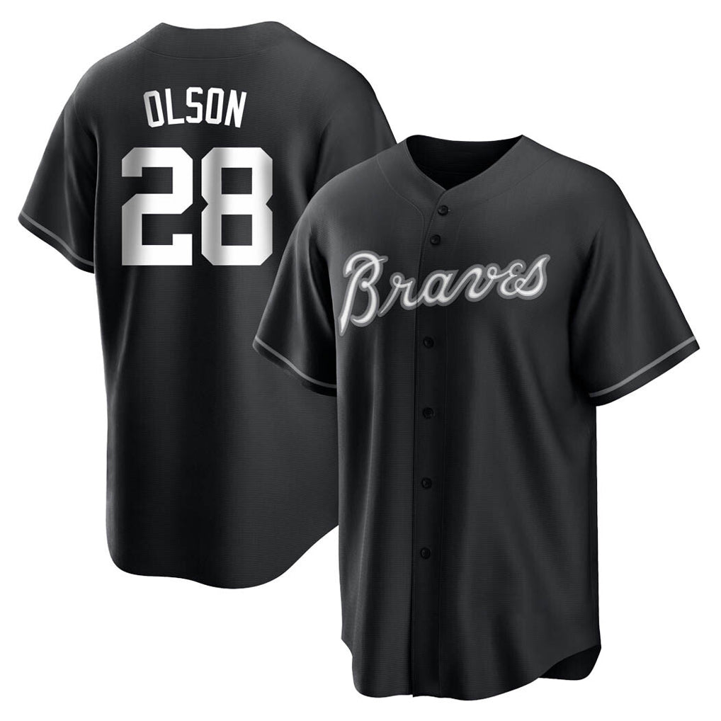 A.Braves #28 Matt Olson Player Black Home Game Ddoa Stitched Jerseys