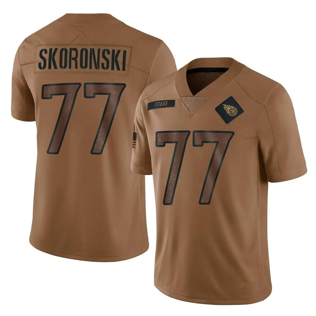 T.Titans #77 Peter Skoronski Player Brown Limited Salute to Service Home Game Ddoa Stitched Jerseys