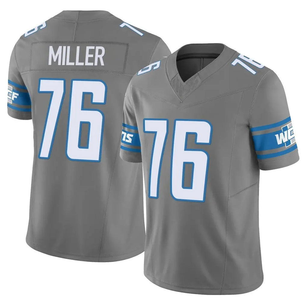 D.Lions #76 Blake Miller Player Gray Vapor F.U.S.E. Limited Home Game Ddoa Stitched Jerseys