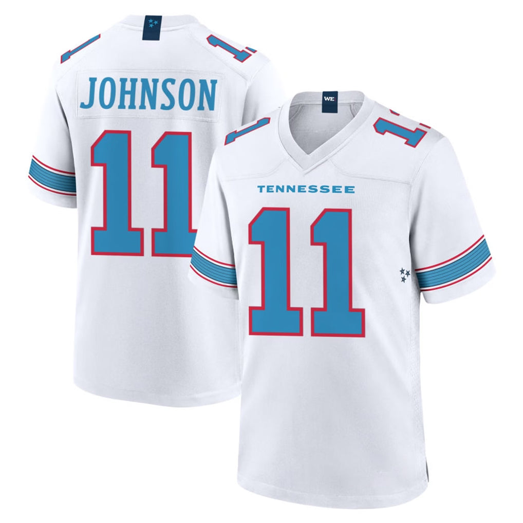 T.Titans #11 Jermaine Johnson II Player White 2026 Game Home Ddoa Stitched Jerseys