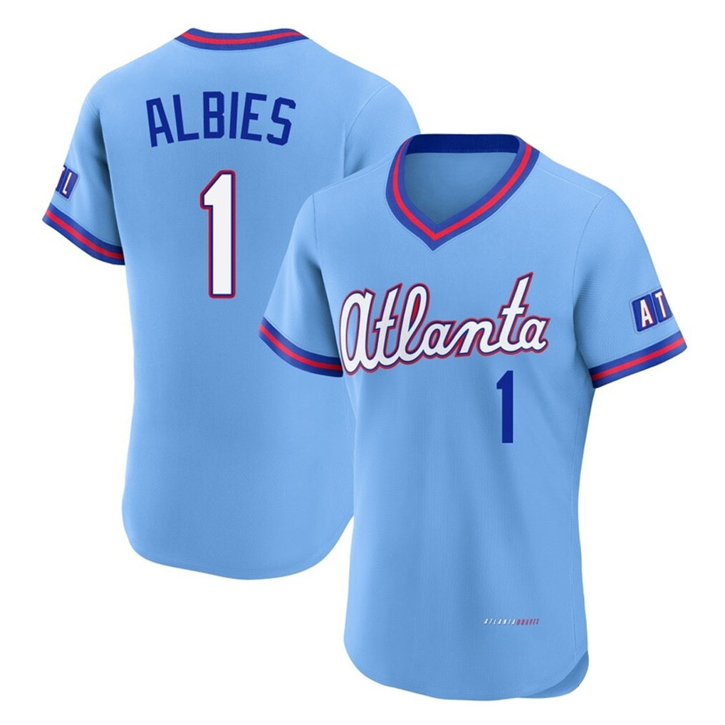 A.Braves #1 Ozzie Albies Player Powder Blue 2026 City Connect T-shirt Limited Elite Home Game Ddoa Stitched Jerseys