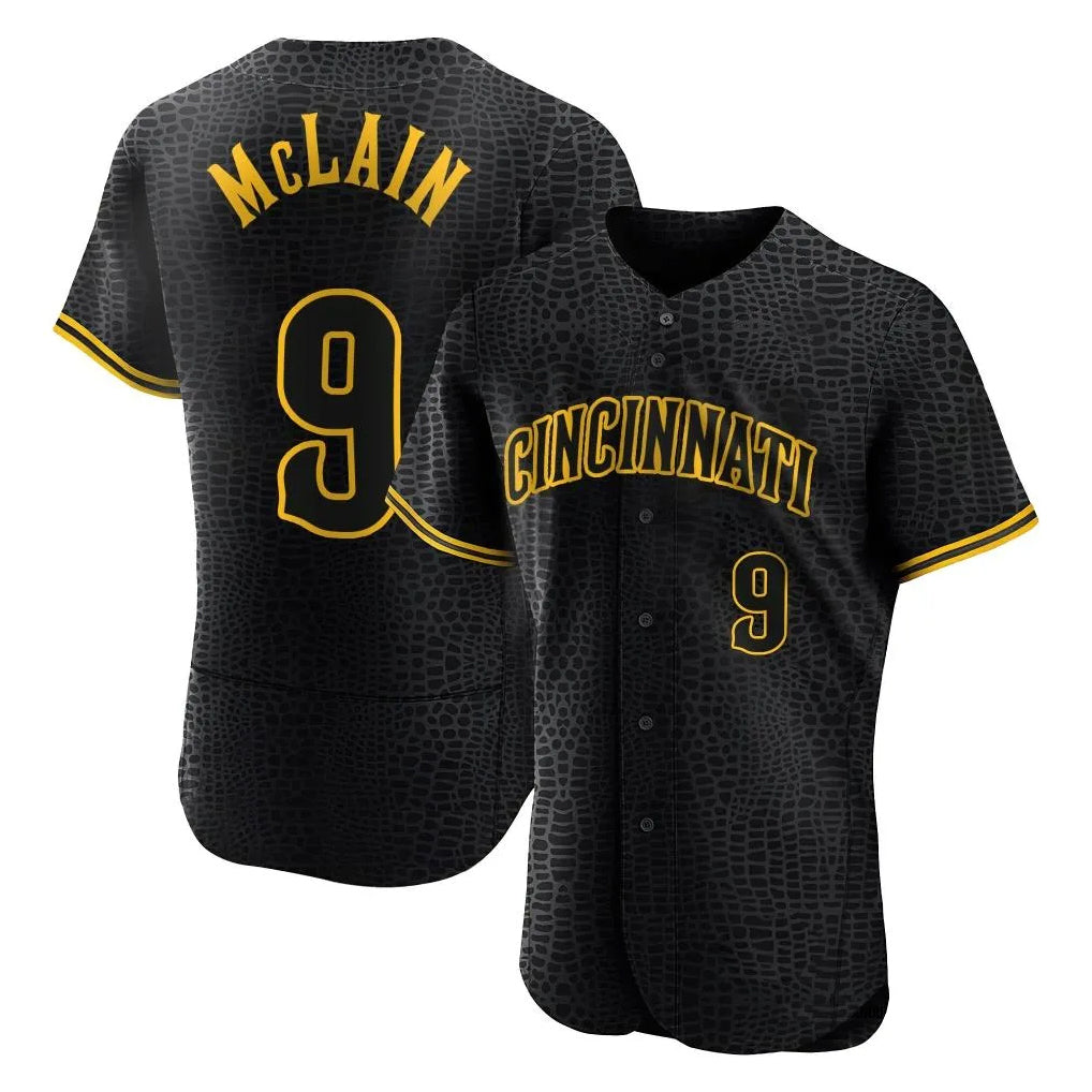 C.Reds #9 Matt McLain Player Black Snake Skin City Limited Elite Home Ddoa Stitched Jerseys