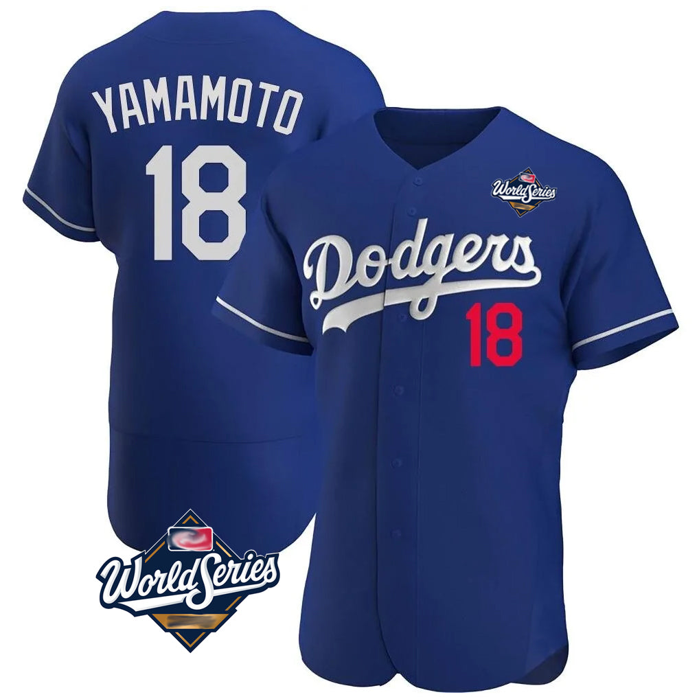LA.Dodgers #18 Yoshinobu Yamamoto Player Royal World Series Limited Elite Home Ddoa Stitched Jerseys