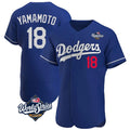 LA.Dodgers #18 Yoshinobu Yamamoto Player Royal World Series Limited Elite Home Ddoa Stitched Jerseys