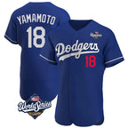 LA.Dodgers #18 Yoshinobu Yamamoto Player Royal World Series Limited Elite Home Ddoa Stitched Jerseys