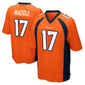 D.Broncos #17 Jaylen Waddle Player Orange Color Home Game Ddoa Stitched Jerseys