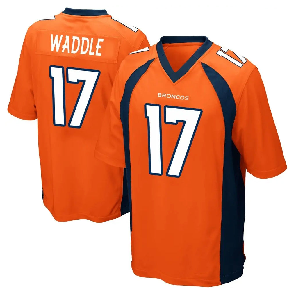 D.Broncos #17 Jaylen Waddle Player Orange Color Home Game Ddoa Stitched Jerseys