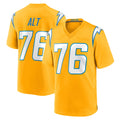 LA.Chargers #76 Joe Alt Player Gold Home Game Ddoa Stitched Jerseys