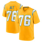 LA.Chargers #76 Joe Alt Player Gold Home Game Ddoa Stitched Jerseys