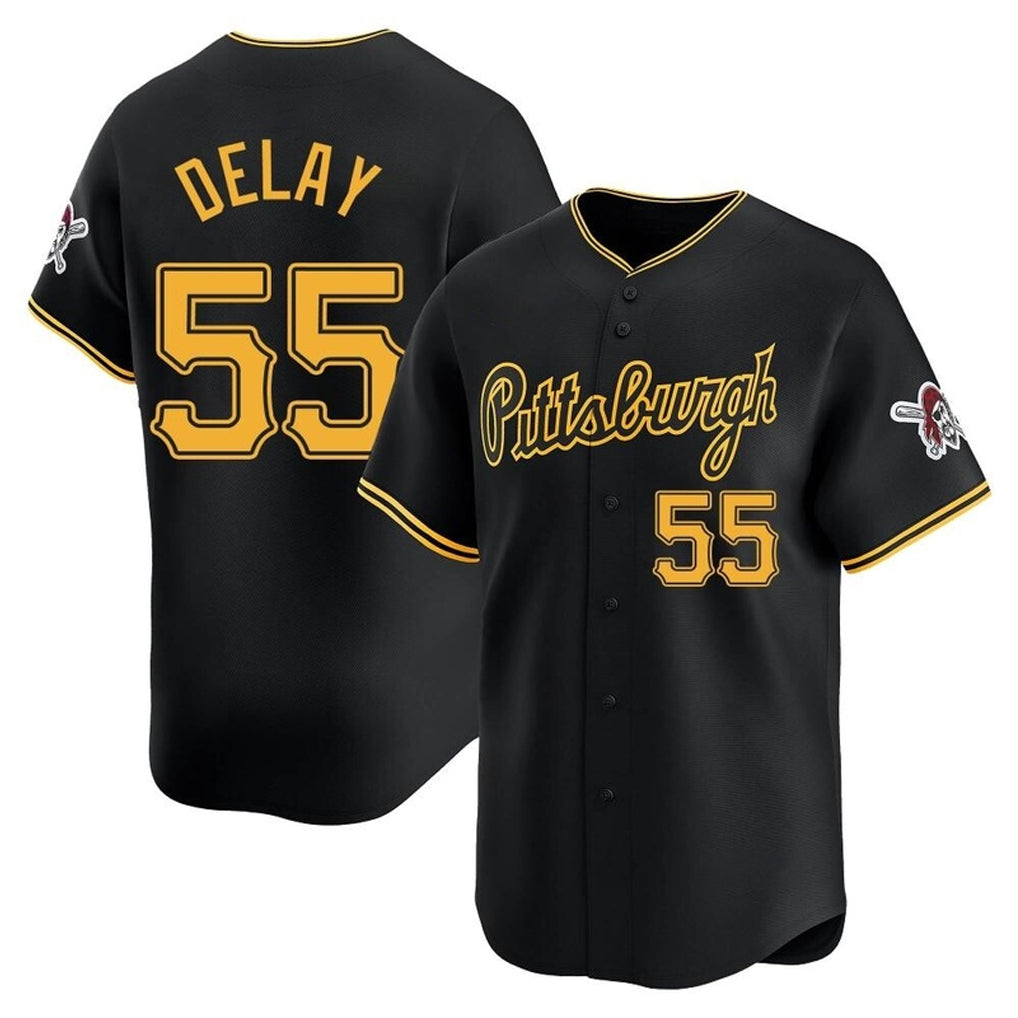 P.Pirates #55 Jason Delay Player Black Alt Home Limited Ddoa Stitched Jerseys