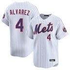 NY.Mets #4 Francisco Alvarez Player White Home Replica Ddoa Stitched Jerseys