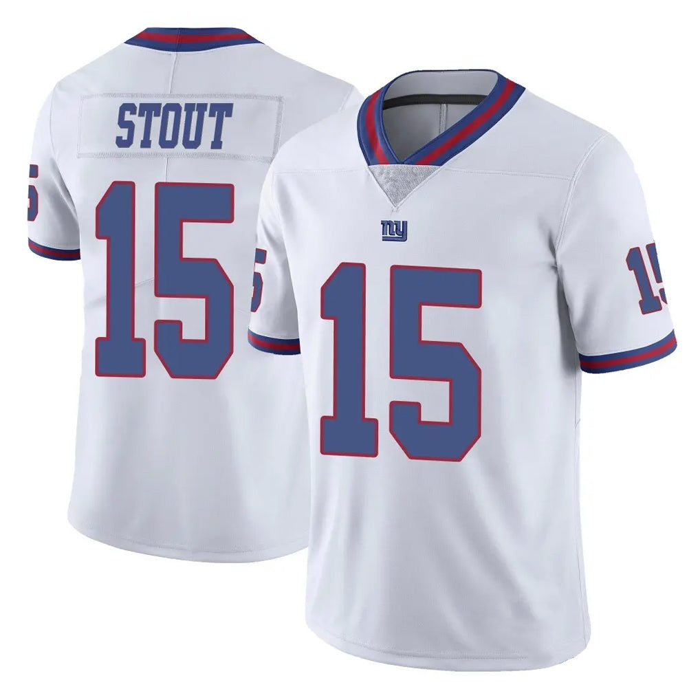NY.Giants #15 Jordan Stout Player White Color Rush Home Game Ddoa Stitched Jerseys