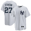 NY.Yankees #27 Giancarlo Stanton Player White Game Home Ddoa Stitched Jerseys