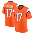 D.Broncos #17 Jaylen Waddle Player Orange Home Game Ddoa Stitched Jerseys