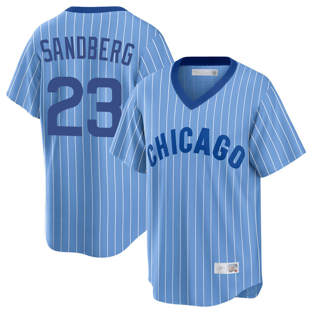 C.Cubs #23 Ryne Sandberg Player Blue T-shirt Cooperstown Collection Limited Ddoa Stitched Jerseys