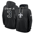 NO.Saints #3 Travis Etienne Jr. Player 2026 Black Logo Pullover Hoodies Limited Game Ddoa Stitched Jerseys