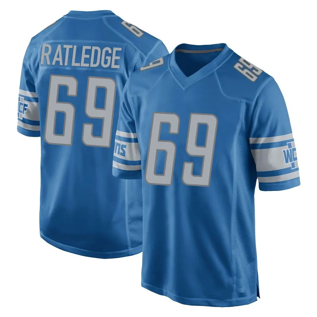 D.Lions #69 Tate Ratledge Player Blue Home Game Ddoa Stitched Jerseys