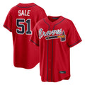 A.Braves #51 Chris Sale Player Red Home Game Ddoa Stitched Jerseys