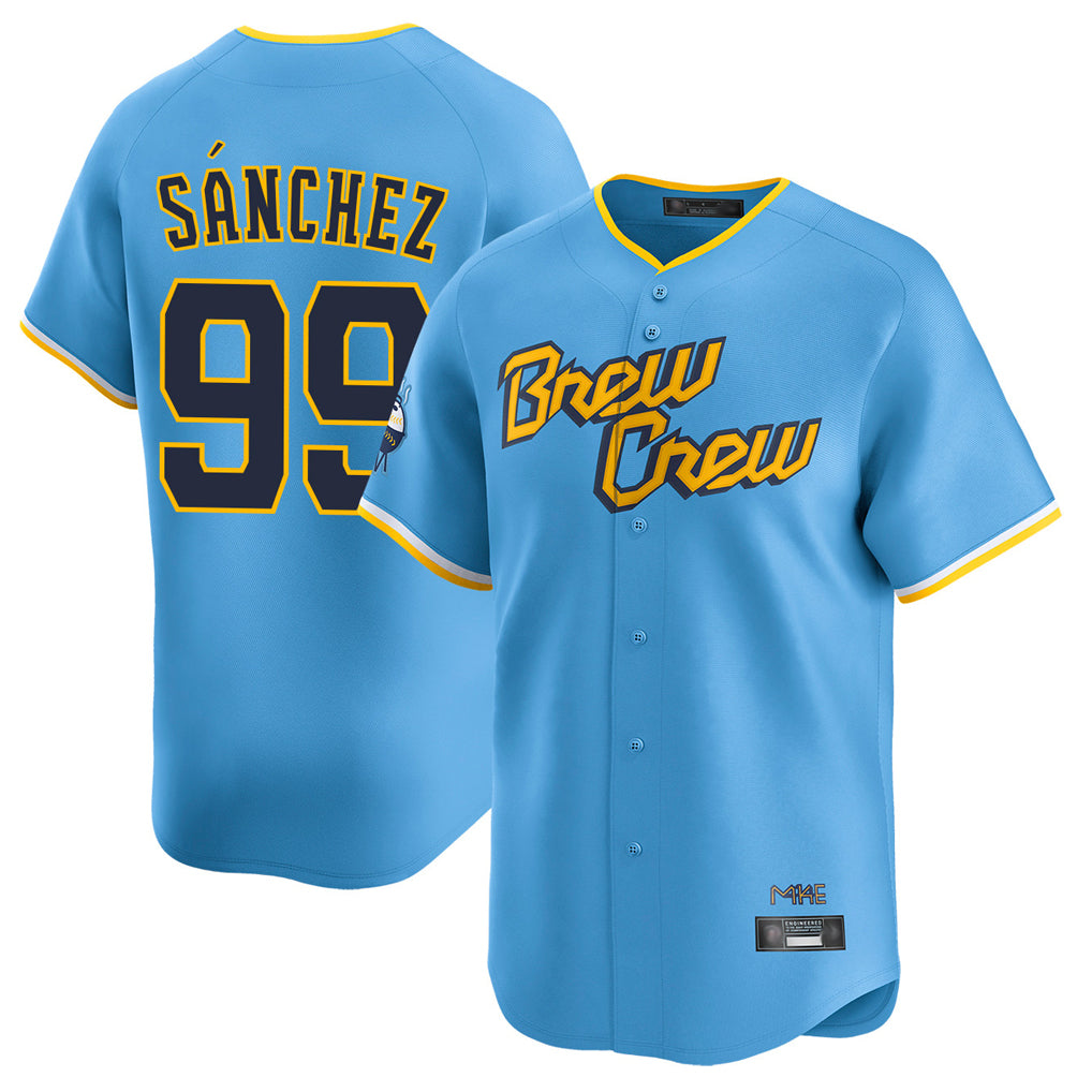 M.Brewers #99 Gary Sanchez Player Light Blue City Connect Home Limited Ddoa Stitched Jerseys