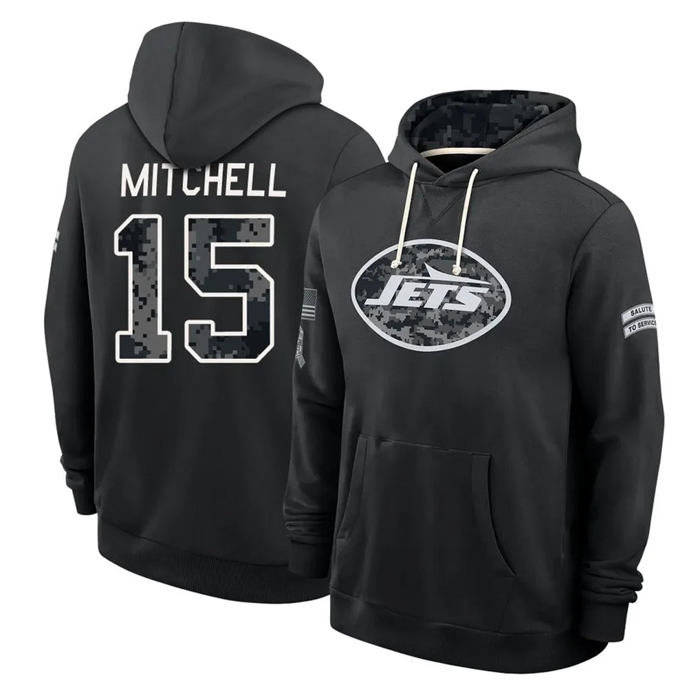 NY.Jets #15 Adonai Mitchell Player 2026 Black Logo Pullover Hoodies Limited Game Ddoa Stitched Jerseys